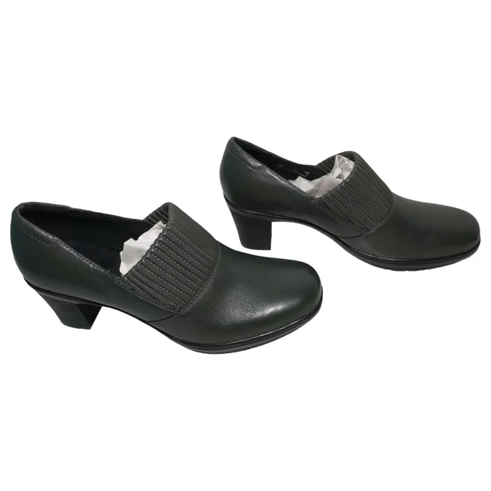 Clarks Womens Bendables Gray Leather Size 8.5M Thoughtful Q Comfort Block Heels - Picture 3 of 9